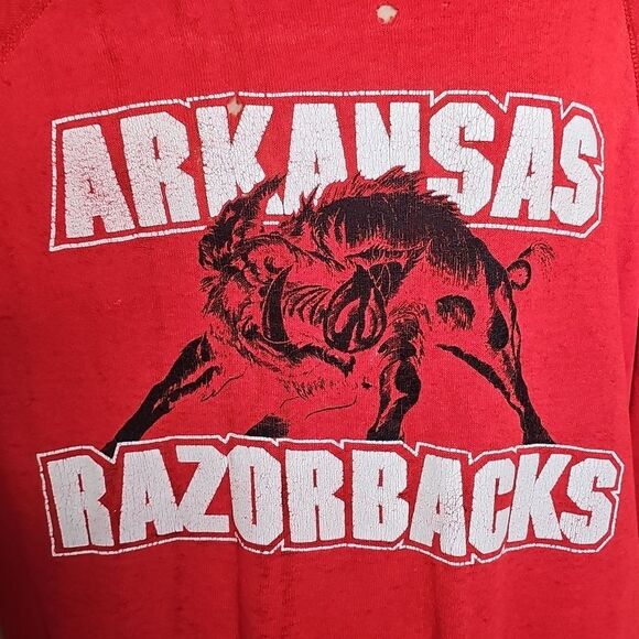 True Vintage Red Arkansas Razorbacks Crew Neck Sweatshirt Large - Picture 2 of 12